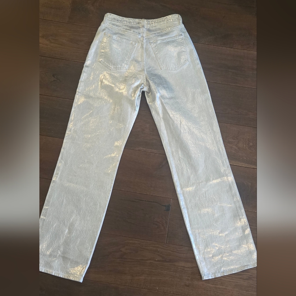 Abercrombie & Fitch Silver Metallic Flare Jeans Size 4 / 27 - Picture 4 of 8